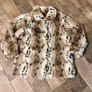 Cheetah Faux Fur Coat Animal Print Winter Jacket reversible Y2K Stylish